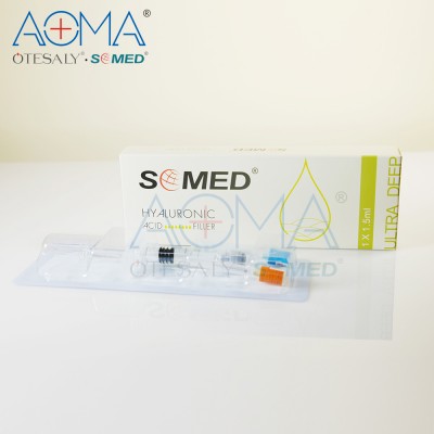 Biodegradable SOMED  hyaluronic Acid dermail filler injection for deep wrinkles and check, nose ,lip volume augmentation